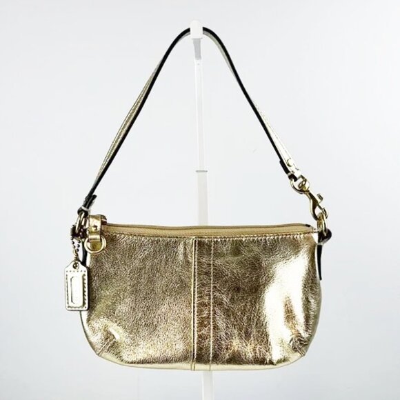 Coach Metallic Shiny Gold Wristlet - Picture 1 of 15